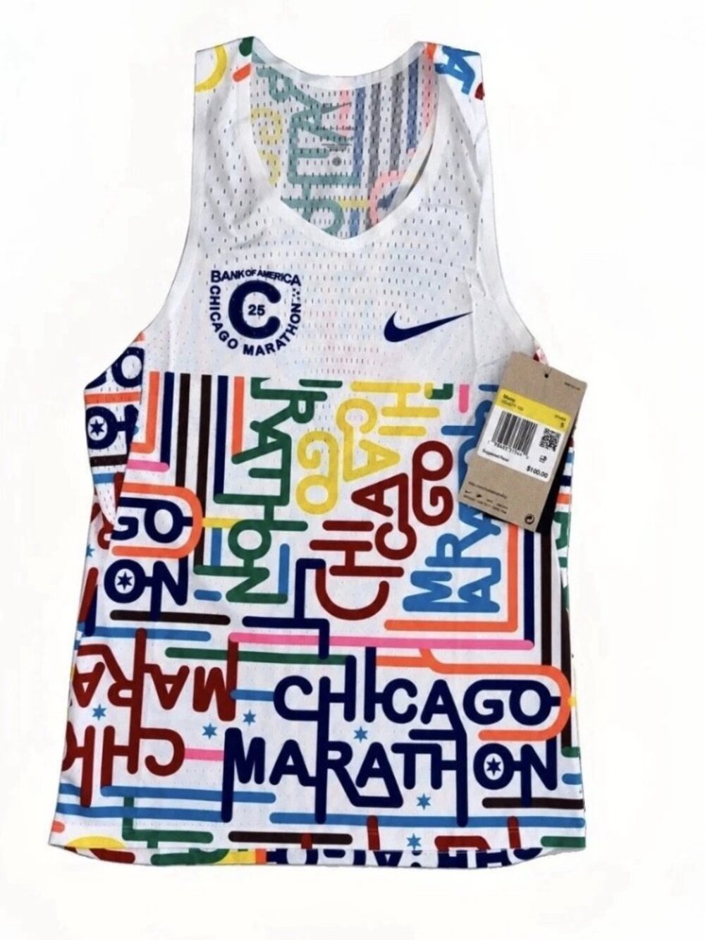 NWT BRAND NEW Mens NIKE Chicago Marathon 2025 Singlet HQ4277-100 Size Small